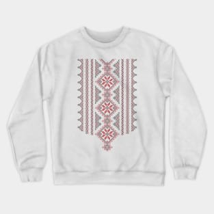 Palestinian Jordanian Realistic Embroidery Pattern #15 - Palestine Traditional Tatreez Cross Stitching Art Black-Red Crewneck Sweatshirt